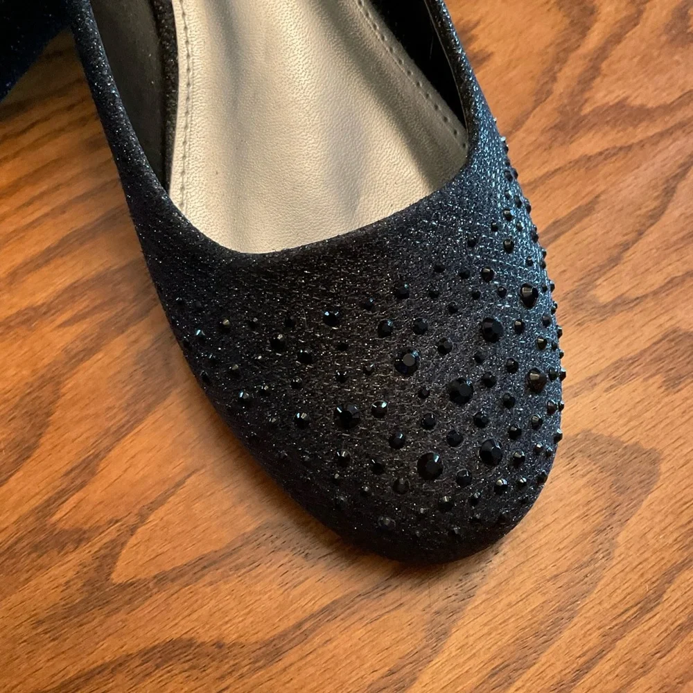 Hot Cakes Bejeweled Black Ballet Flats, Women’s Sz 8.5M
